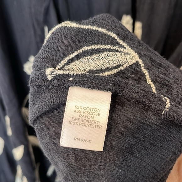 J Jill Embroidered Boho Peasant Floral Button Down Blouse Size Large Petite - Picture 6 of 7